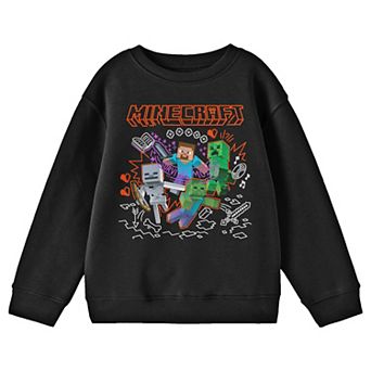 Boys 8-20 Minecraft Steve and Mobs Long Sleeve Graphic Pullover