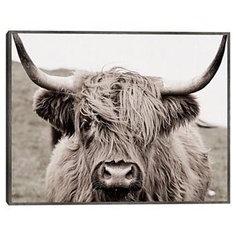 Fine Art Canvas Scruffy Cow Framed Wall Art