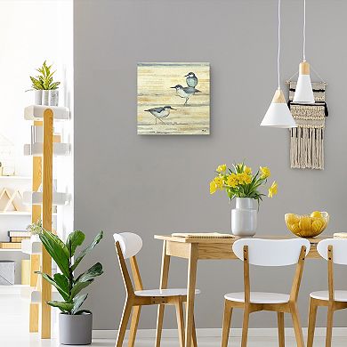 Fine Art Canvas Oceanside Sandpipers II Golden Canvas Wall Art