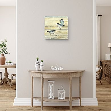 Fine Art Canvas Oceanside Sandpipers II Golden Canvas Wall Art