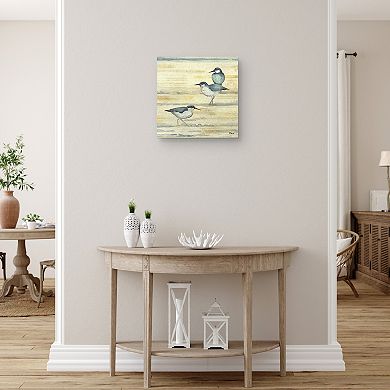 Fine Art Canvas Oceanside Sandpipers II Golden Canvas Wall Art