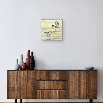 Fine Art Canvas Oceanside Sandpipers II Golden Canvas Wall Art