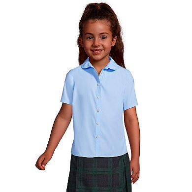 Girls 4-16 Lands' End School Uniform Short Sleeve Peter Pan Collar Broadcloth Shirt