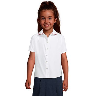 Girls 4-16 Lands' End School Uniform Piped Peter Pan Collar Broadcloth Shirt