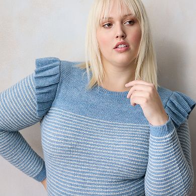 Plus Size LC Lauren Conrad Ruffled Pullover Top