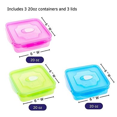 Three Pack Colorful Plastic Lunch Box Set