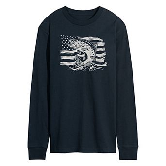 Men's Trout American Flag Long Sleeve Graphic Tee