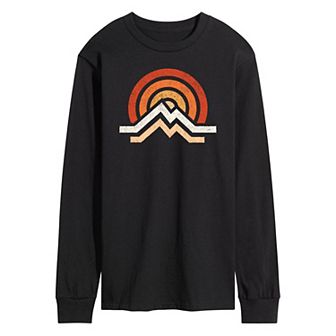 Men's Simple Mountains Long Sleeve Graphic Tee