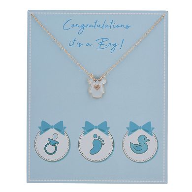 Congratulations It's A Boy Blue Pendant Necklace and Greeting Card Set