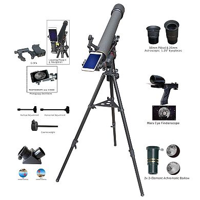 Galileo SS-90080EQ2 Astro-Terrestrial Refractor Telescope and G-SPA Smartphone Adapter Kit