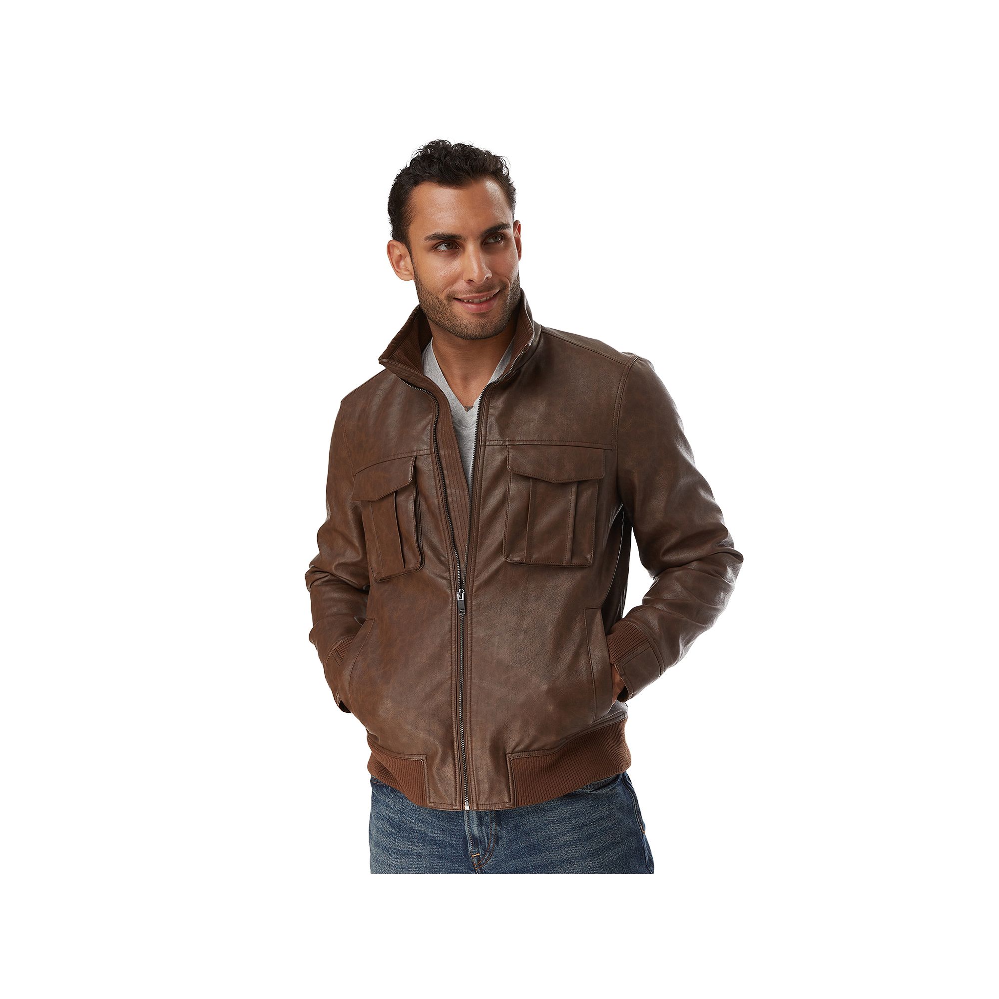 Big & Tall Apt. 9® Faux Leather Bomber Jacket, Mens, Size: 3XL, Brown