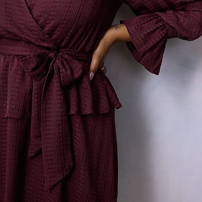 kohls peplum dress 3/4 Sleeve Midi Bodycon Peplum Sheath Pencil Dress, Brown / L