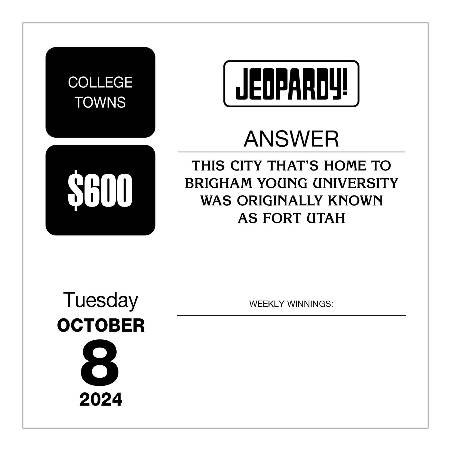 Andrews & McMeel Jeopardy! 2024 Day-to-Day Calendar