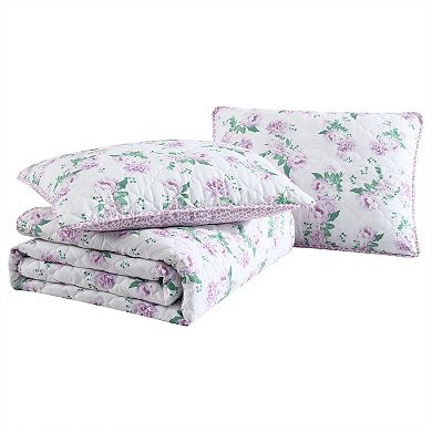Betsey Johnson Blooming Roses Purple Quilt Set