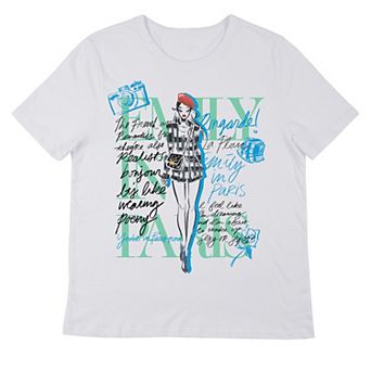 Juniors' Emily in Paris Newspaper Graphic Tee