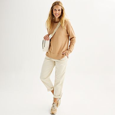 Women's Sonoma Goods For Life Mixed Rib Crewneck Sweatshirt