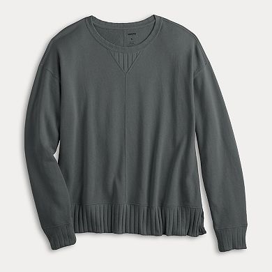 Women's Sonoma Goods For Life Mixed Rib Crewneck Sweatshirt