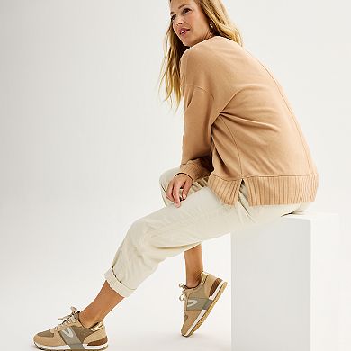 Women's Sonoma Goods For Life Mixed Rib Crewneck Sweatshirt