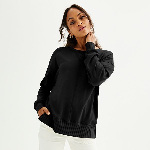 Women's Sonoma Goods For Life® Mixed Rib Crewneck Sweatshirt