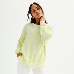 Women's Sonoma Goods For Life® Mixed Rib Crewneck Sweatshirt, Size