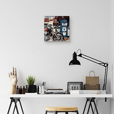 Fine Art Canvas Vintage Road Trip Motorcycle Wall Art