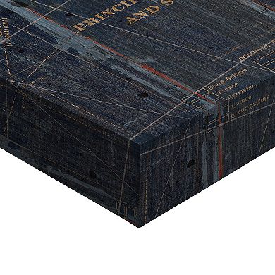 Fine Art Canvas World Map Blue Wall Art