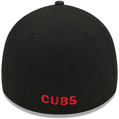 Men's New Era Black Chicago Cubs Logo 39THIRTY Flex Hat