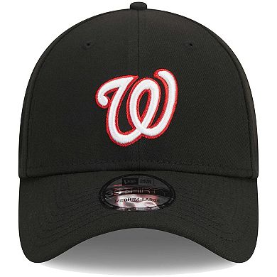 Men's New Era Black Washington Nationals Logo 39THIRTY Flex Hat