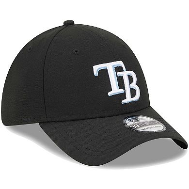 Men's New Era Black Tampa Bay Rays Logo 39THIRTY Flex Hat