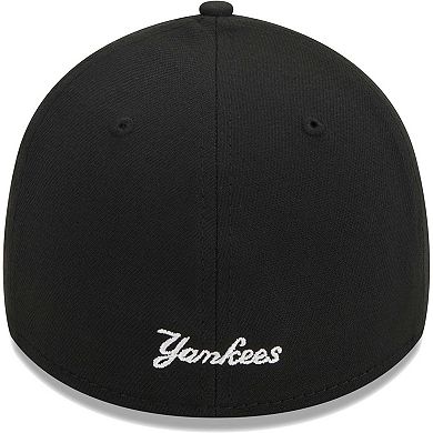 Men's New Era Black New York Yankees Logo 39THIRTY Flex Hat