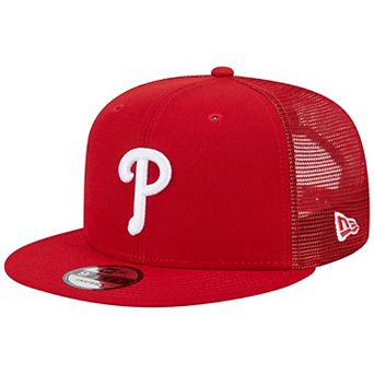 Men's New Era Red Philadelphia Phillies Team Color Trucker 9FIFTY Snapback Hat