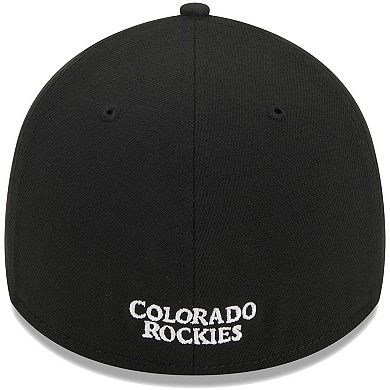 Men's New Era Black Colorado Rockies Logo 39THIRTY Flex Hat