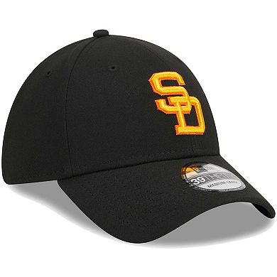 Men's New Era Black San Diego Padres Logo 39THIRTY Flex Hat