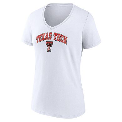 Women's Fanatics Branded White Texas Tech Red Raiders Evergreen Campus V-Neck T-Shirt