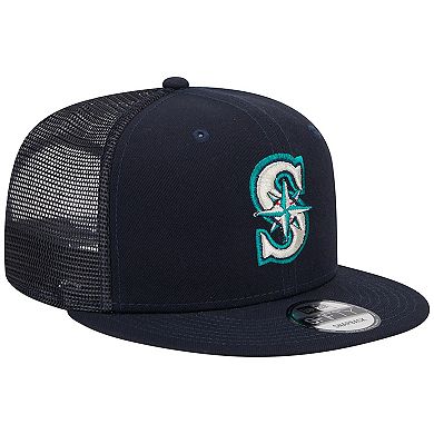 Men's New Era Navy Seattle Mariners Team Color Trucker 9FIFTY Snapback Hat