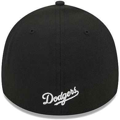 Men's New Era Black Los Angeles Dodgers Logo 39THIRTY Flex Hat