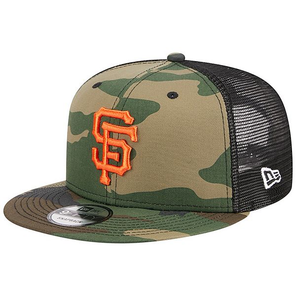 Men's New Era Camo San Francisco Giants Woodland Camo Trucker 9FIFTY Snapback  Hat