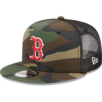 Men's New Era Camo Boston Red Sox Woodland Camo Trucker 9FIFTY Snapback Hat