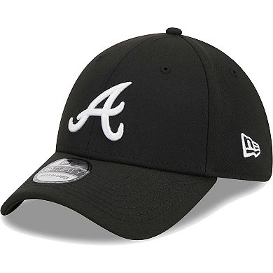 Men's New Era Black Atlanta Braves Logo 39THIRTY Flex Hat