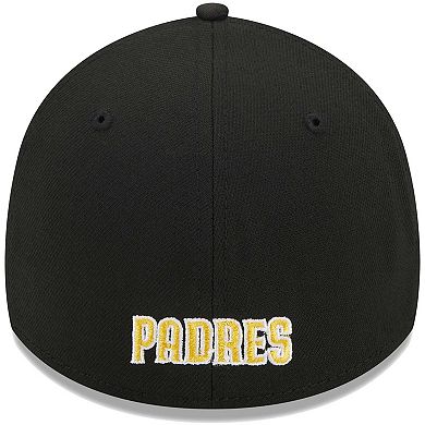 Men's New Era Black San Diego Padres Logo 39THIRTY Flex Hat