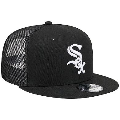 Men's New Era Black Chicago White Sox Team Color Trucker 9FIFTY Snapback Hat