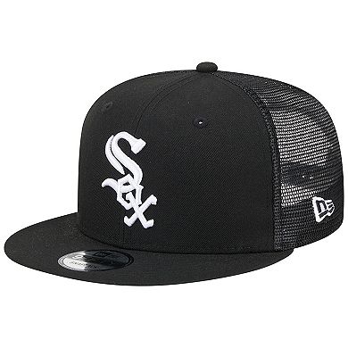 Men's New Era Black Chicago White Sox Team Color Trucker 9FIFTY Snapback Hat