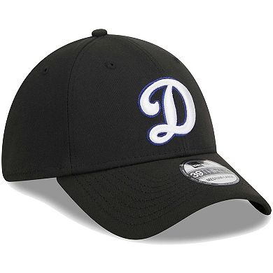 Men's New Era Black Los Angeles Dodgers Logo 39THIRTY Flex Hat