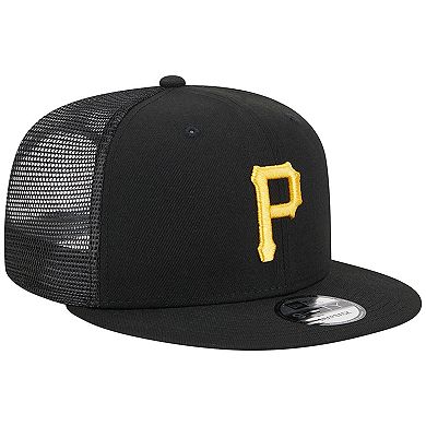 Men's New Era Black Pittsburgh Pirates Team Color Trucker 9FIFTY Snapback Hat