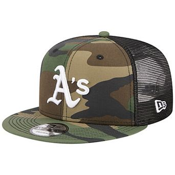 Men's New Era Camo Oakland Athletics Woodland Camo Trucker 9FIFTY Snapback Hat