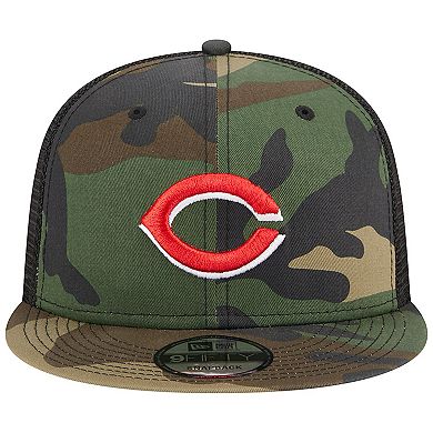 Men's New Era Camo Cincinnati Reds Woodland Camo Trucker 9FIFTY Snapback Hat