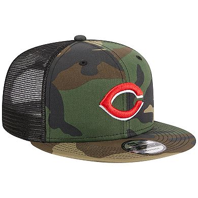 Men's New Era Camo Cincinnati Reds Woodland Camo Trucker 9FIFTY Snapback Hat