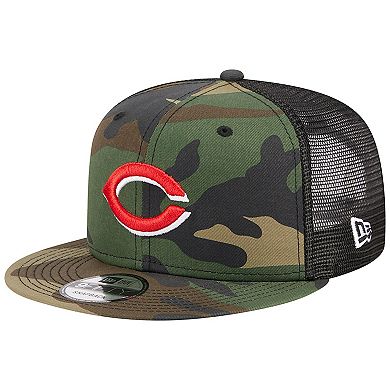 Men's New Era Camo Cincinnati Reds Woodland Camo Trucker 9FIFTY Snapback Hat