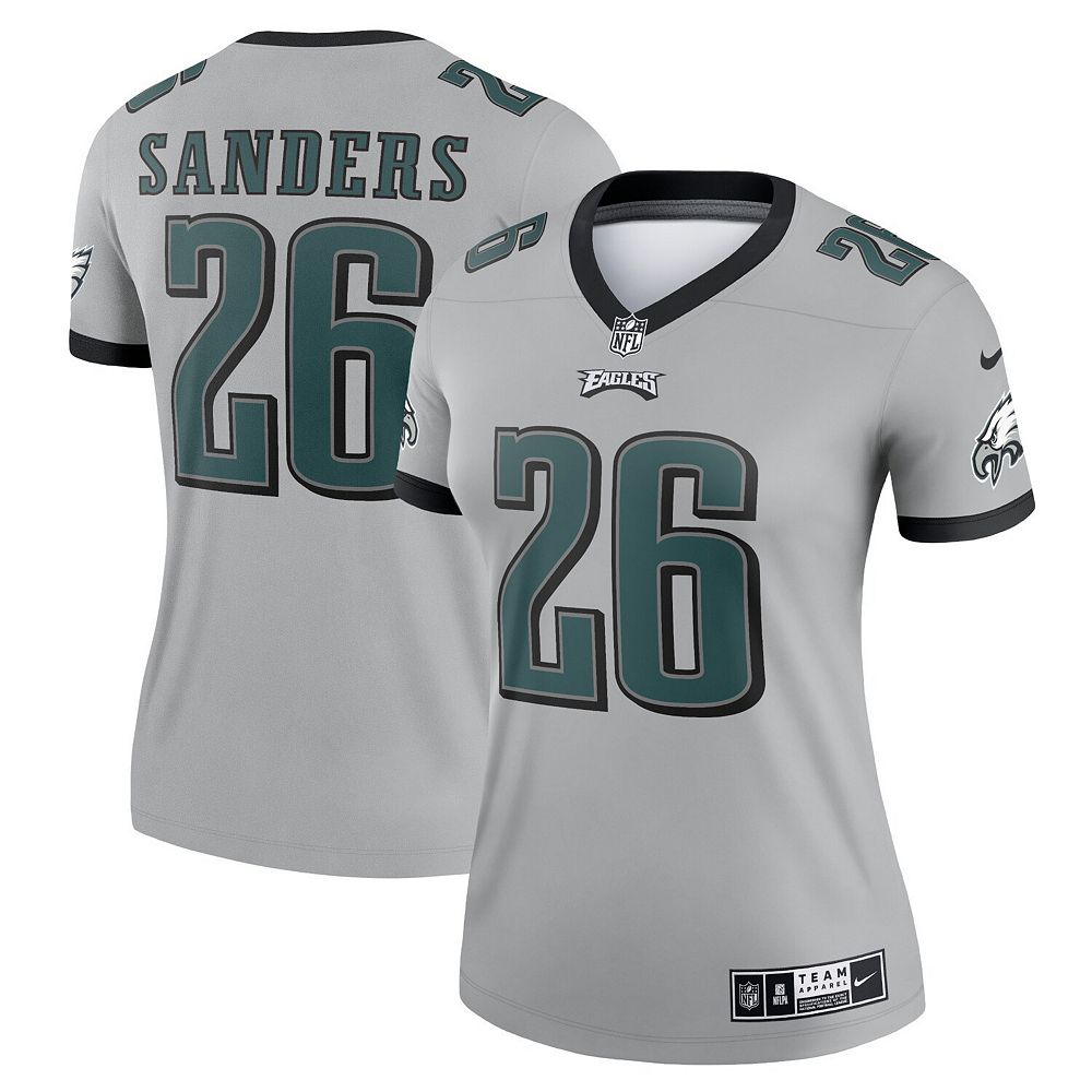 Women's Nike Miles Sanders Silver Philadelphia Eagles Inverted Legend Jersey