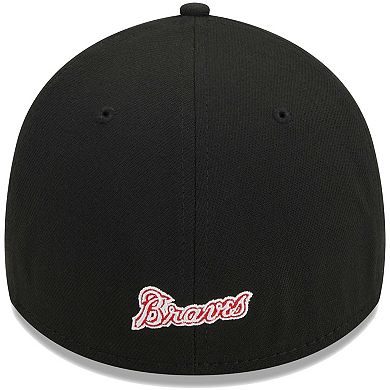 Men's New Era Black Atlanta Braves Logo 39THIRTY Flex Hat
